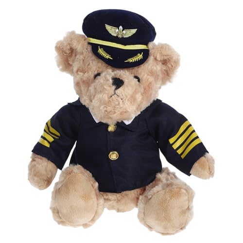 Garneck Airline Captain Bear Plüsch Weicher Und Kuscheliger Pilotbär Spielzeug Süße Plüschbärenpuppe Trägt Uniform Für Kinder Geburtstagsfeier. von Garneck
