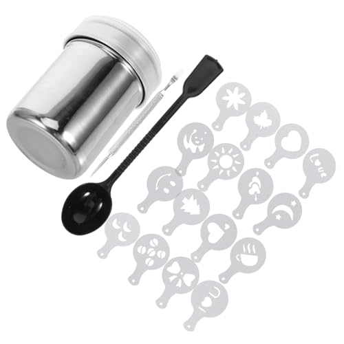 Garneck Edelstahl Kaffee Schablonen mit Wiederverwendbaren DIY Latte Art Vorlagen Pulverschüttelndes Teiliges Zubehör für Cappuccino Kuchen Dekoration Inklusive Messlöffel und Garneck Edelstahl Kaffee Schablonen mit Wiederverwendbaren DIY Latte Art Vorlagen Pulverschüttelndes Teiliges Zubehör für Cappuccino Kuchen Dekoration Inklusive Messlöffel und von Garneck