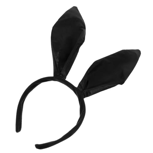 Garneck Einstellbarer Hasenohren Haarreif aus Schwarzem Satin für Mädchen Modisches Bunny Accessoire für Party Cosplay und Osterfest Attraktives Haarschmuck kostüm von Garneck