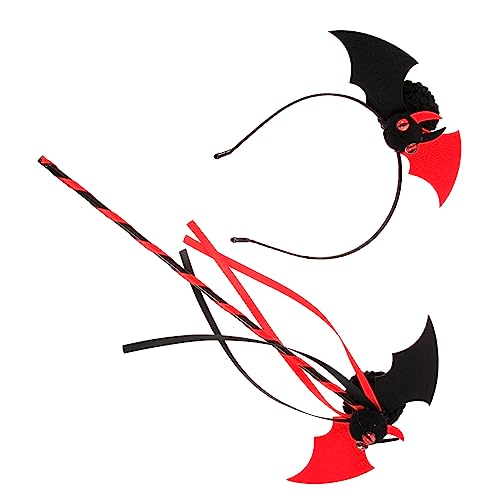 Garneck Halloween Fledermaus Set Teiliges Kostümzubehör mit Haarreif und Zauberstab für Partys Haarschmuck Accessoires für Frauen und Cosplay Dress Up von Garneck