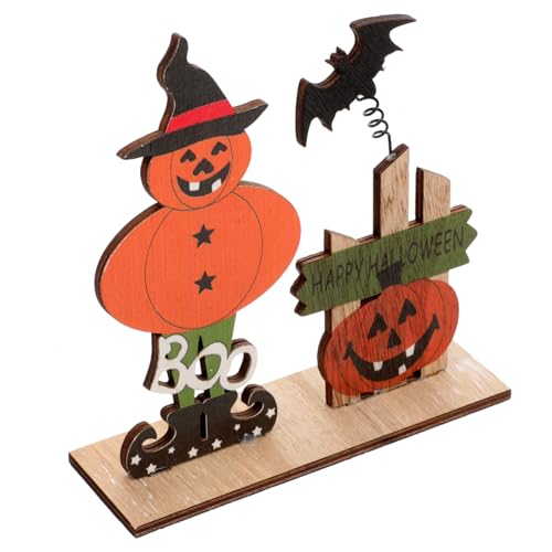 Garneck Halloween Holz Tischdekoration Liebevoll Verarbeitetes Pumpkin Desktop Ornament Vielseitiges Holz deko für Esstisch Party Hotel und Fotorequisiten Langlebig und Detailreich von Garneck