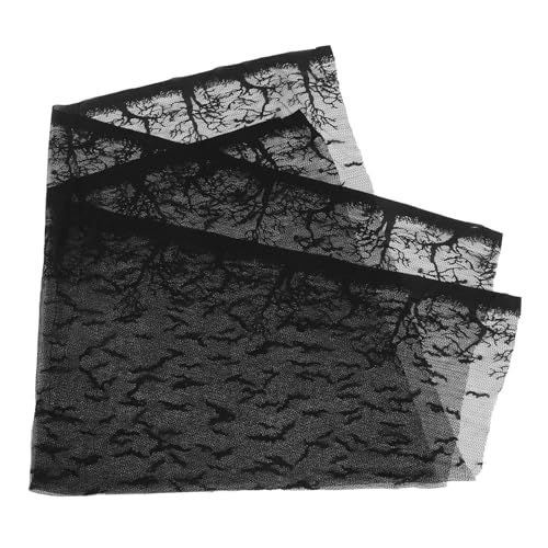 Garneck Halloween Tischläufer aus Schwarzer Spitze mit Fledermaus Passend für Rechteckige Tische Halloween Dekoration für Party und Zuhause von Garneck