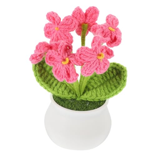 Garneck Handgefertigter Häkelblumen Pflanztopf mit Künstlicher Glockenblume Dekorative Grüne Häkelpflanze aus Wolle Langlebige Tischdekoration für Zuhause Büro und von Garneck