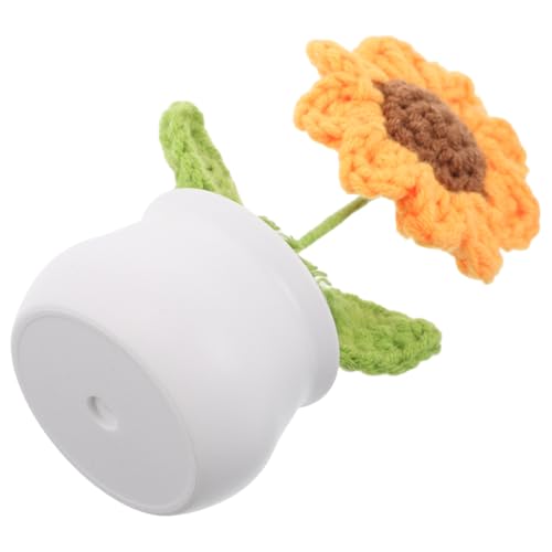 Garneck Handgefertigtes Häkel Sonnenblumen Bonsai Kleine Künstliche Pflanze Pflegefreie Tischdeko für Schreibtisch und Zuhause Dekorative Häkelblume für Büro und Auto von Garneck