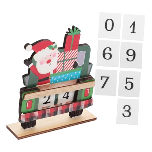 Garneck Holz Truck Weihnachtsdekoration mit Santa Countdown Blöcken Adventskalender für Weihnachten Weihnachten Festliche Tischdekoration für Zuhause und Büro von Garneck