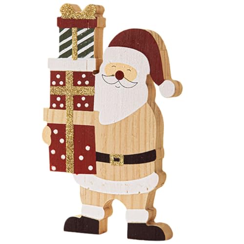 Garneck Holz Weihnachtsmann Figur Santa Holzfiguren Weihnachtsfiguren Nikolaus Dekofigur Weihnachten Deko Figuren Aufsteller Schriftzug Weihnachtsdeko Weihnachtsschmuck Tischdeko Holzdeko von Garneck