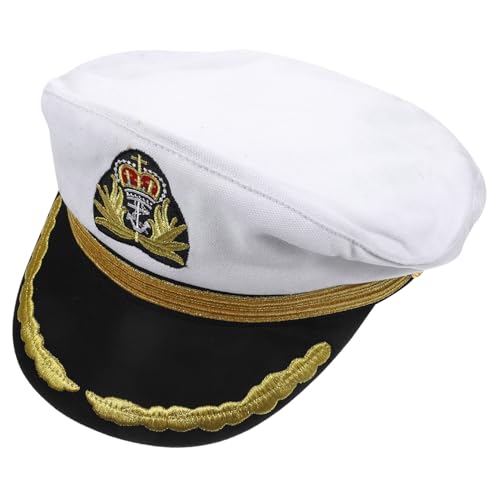 Garneck Kapitänsmütze aus Baumwolle mit Feiner Stickerei Leichter Matrosenhut für Karneval Seefahrt und Segelpartys Strapazierfähige Dekorative Yacht Mütze für Kostüm und Cosplay von Garneck