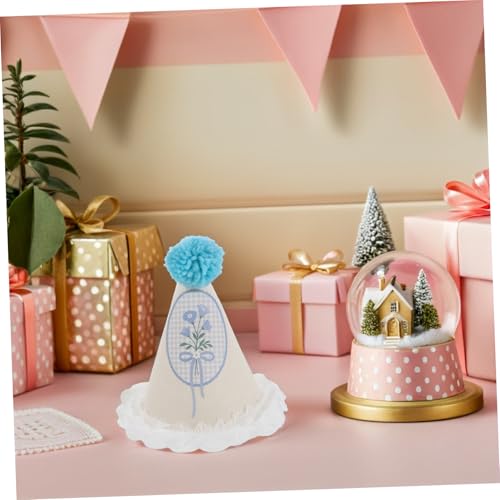 Garneck Kindergeburtstag Partyhüte Kleine Blaue mit Pompons und Spitzenbesatz Leichte Verkleidungshüte für Kleinkinder für Fotos Feiern und Festliche Anlässe von Garneck