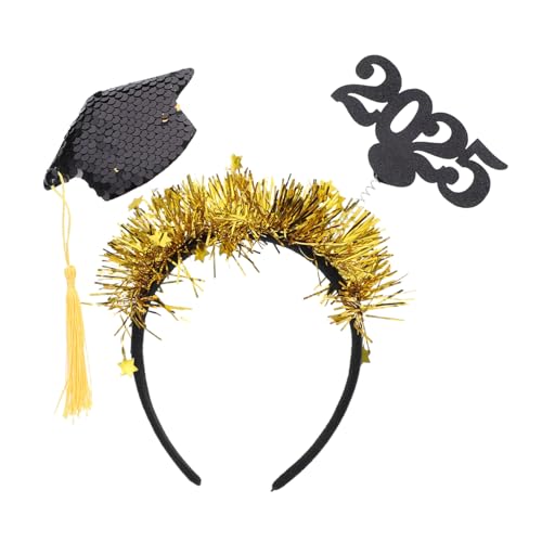 Garneck Bachelor-cap-stirnband Für Die Abschlussfeier – Stilvolles Stirnband Aus Paillettenstoff Für Die Fotoautomaten-requisiten Der Abschlusssaison von Garneck
