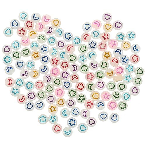 Garneck Leuchtende Perlen 500 Stück Aus Acryl – Runde - Herz - Stern Und Mond Abstandsperlen Für DIY Schmuck Basteln Von Armbändern Und Halsketten – Perfekte Leuchtende Sterne Und Monde Für von Garneck