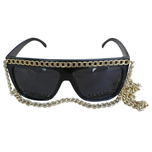 Garneck Lustige Goldkette Partybrille aus Robustem Material Leichte Komfortable Eyeglasses für Tanz Masken und Karnevalspartys Auffälliges Accessoire für Fasching und Silvester von Garneck