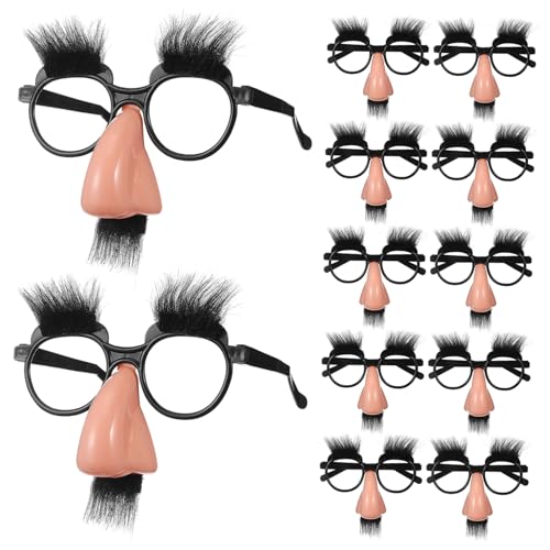 Garneck Lustige Verkleidung Brille Mit Nase Und Schnurrbart - 12 Stück Für Und Erwachsene - Perfekte Kostüm Requisiten Für Halloween Partys Und Fotokabinen Deko von Garneck