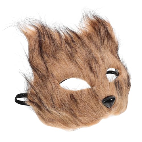 Garneck Maske fuchs Halloween Kostümzubehör Aufblasbares Kostüm Wolf Füchse Tierkostüme für Mascaras Grimasse Gesicht Reh Wimperntusche Plüsch Cosplay -Kostüme Kunstpelz Light Brown von Garneck
