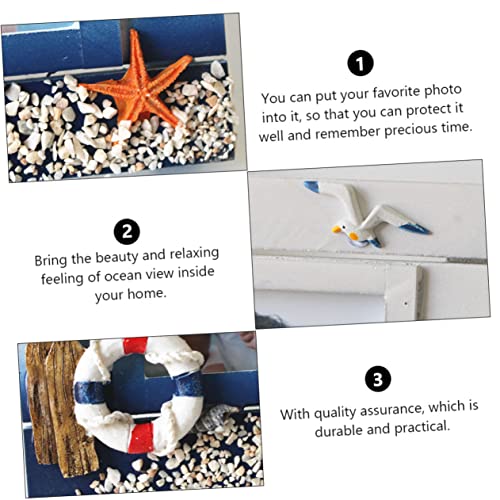 Garneck Mediterraner Holz Bilderrahmen mit Maritimem Design Kreativer Fotohalter aus Nachhaltigem Holz Stabiler Desktop Fotorahmen für Wohnzimmer und Geschenkideen von Garneck