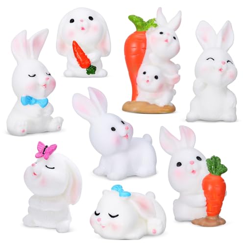 Garneck Mini-Hasenfiguren: 8 Miniatur-Harzkaninchen Osterhasen Kleine Hasen Für Den Feengarten Ostern Zuhause Desktop-Dekoration Geburtstags-Feiertagsdekorationen Garneck Mini-Hasenfiguren: 8 Miniatur-Harzkaninchen Osterhasen Kleine Hasen Für Den Feengarten Ostern Zuhause Desktop-Dekoration Geburtstags-Feiertagsdekorationen von Garneck
