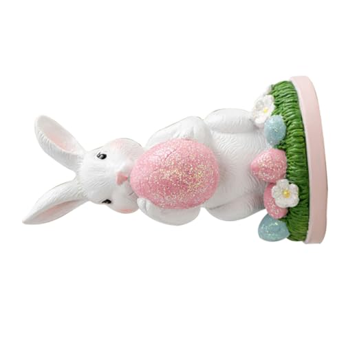 Garneck Osterharz Kaninchen Figur Hase Halten Eier Ornament Ostertisch Dekoration Für Heimische Party Mittelstücke von Garneck
