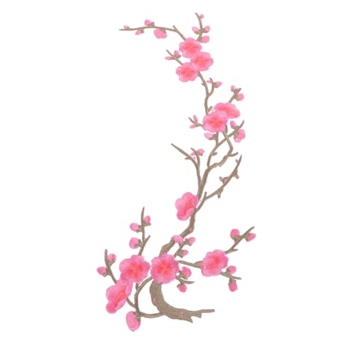Garneck Pflaumenblüten Stickerei Dekoration Aufnäher Bestickte Aufnäher Zum Aufnähen Auf Kleidung Stickpatches Stickpatches Für Kleidung Bestickte Stoffaufkleber Pink von Garneck