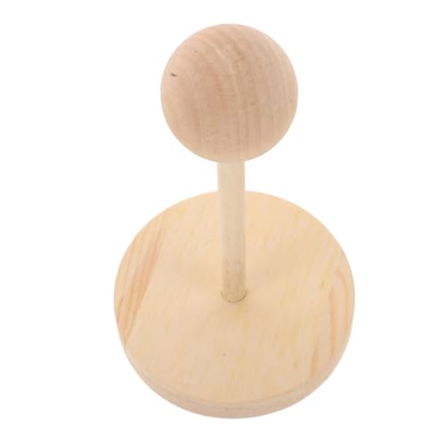 Garneck Puppen-Perückenständer Puppenkopf Aufbewahrung Puppen Perücke Display Puppenperücke Rack Puppenperückenhalter Puppenkopfhalterung Hüte Hutablage Cowboyhuthalter Holz Beige von Garneck
