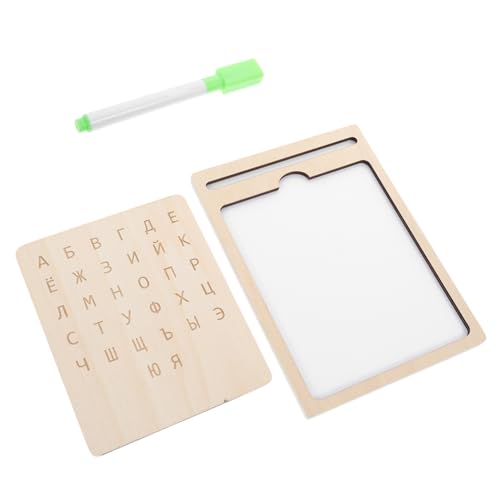 Garneck Russisches Schreibtafelspielzeug Alphabettafel Montessori-zeichenbrett Montessori-Brett Vorschulklassen Müssen Haben Buchstabenverfolgung Russisch Lernen Holz Beige von Garneck