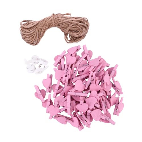 Garneck Teiliges Holzklammern mit Juteseil und Nahtlosen Pushpins Kreative Rosa Memo Clips für DIY Fotowand Wiederverwendbar Dekorativ für Zuhause und Party von Garneck
