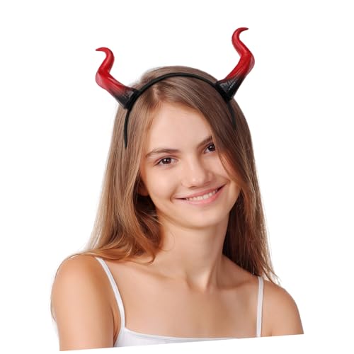 Garneck Teufelshörner Haarreif Halloween Damen Cosplay Kopfschmuck Leichtes Stirnband Vielseitig für Kostümparty Bühnenauftritt Fasching Karneval Mottoparty von Garneck