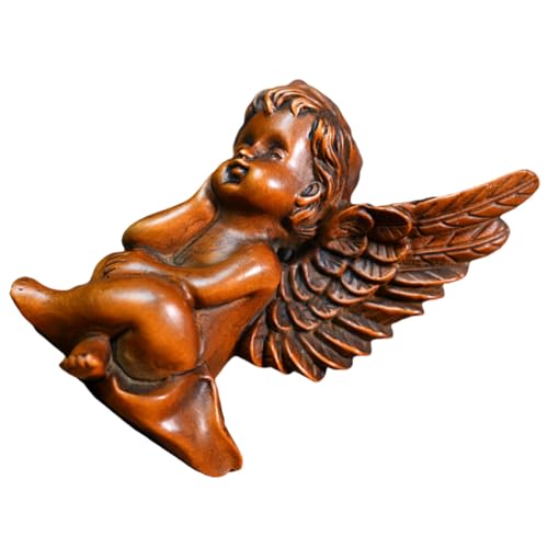 Garneck Vintage Holzfigur Statue aus Hochwertigem Buxusholz Antike Handgeschnitzte Figur Dekoratives Kunsthandwerk für Schreibtisch Wohnzimmer und Taufe Kompakte Retro Deko von Garneck