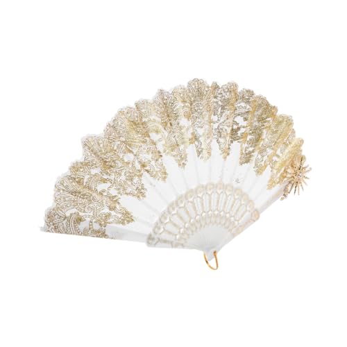 Garneck Vintage Spitzen Handfächer Robustes Design Eleganter Fächer für Damen als Brautfächer Tanz und Party Accessoire Vielseitiger Sommer und Fotoprop von Garneck