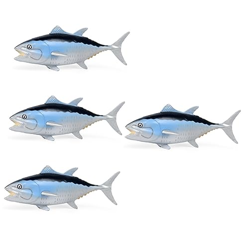 Garneck 4 Stück Simulierter Thunfisch Figuren Von Meerestieren Seefisch-wandbehänge Desktop-dekor Simulation Fischverzierung Minitiere Thunfisch-Modelle Fischform PVC Spielzeug Fisch Kind von Garneck