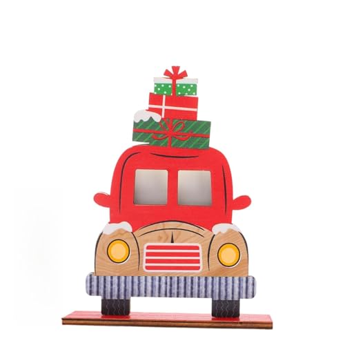 Garneck Weihnachtsdekoration Weihnachts-countdown-dekorationen Winterparty-schild Lkw-ornament Aus Holz Lebkuchenhausblöcke Winterliches Mit Abgestuftem Tablett Rot Hölzern von Garneck