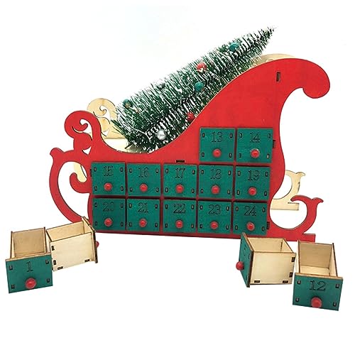 Garneck Weihnachtsschmuck Weihnachtstisch Adventskalender Rot Tür Adventskalender-Countdown weihnachtsdeko spaß Preiswert Schmuck für Weihnachten Kalender für Weihnachten Holz Green von Garneck