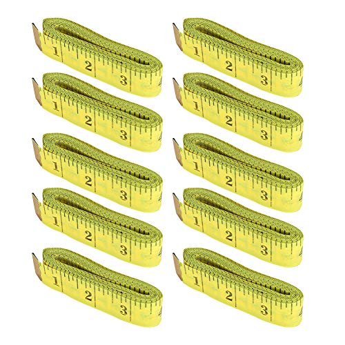 10 Stück Weichbandmaß, Taschenmaßband Doppelmaßstab Flexibles Lineal zum Nähen von maßgeschneiderten Stoffkörpern 2 x 300 cm(Gelb) von Garosa