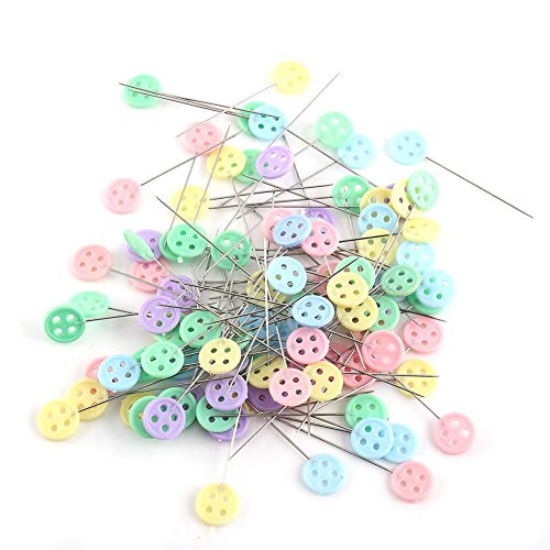 100 stücke Blüte Pins Edelstahl Nähen Patchwork Nadel Multi-Color Feste Position Quilten DIY Werkzeug Zubehör zum Nähen (Knopf) von Garosa