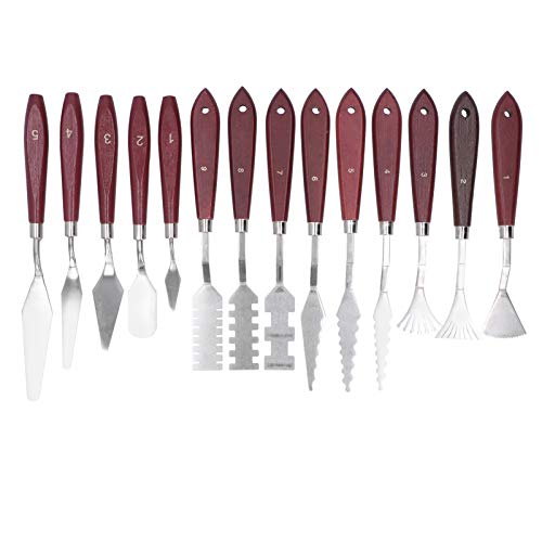 14Pcs Spachtel Edelstahl, Malspachtel für Acrylfarben, Malerei Spatel Palettenmesser, Malerei Mischschaber für Ölgemälde, Acrylmischen 14Pcs Spachtel Edelstahl, Malspachtel für Acrylfarben, Malerei Spatel Palettenmesser, Malerei Mischschaber für Ölgemälde, Acrylmischen von Garosa