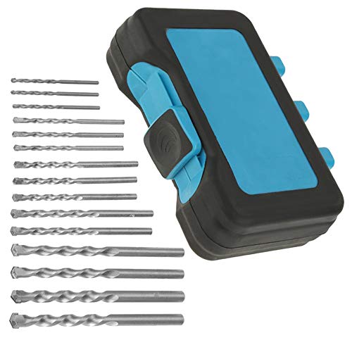 15pcs Carbid Tipp Mauerwerk Bohrer Bit Set Haltbares Härte Schneller Bohrungen für den Bau Industrie - mit Blauer Plastikbox von Garosa