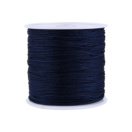 100 m x 0,8 mm Rattail Satin Nylon Trim Kordel Chinesischer Knoten DIY Handwerk Bastelnschnur Beading für Halskette Armband Aufreihmaterialien Dunkelblau Armbänder Haarband Schwarz von Garosa