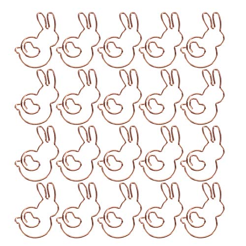 20 Stück Roségold Büroklammern, Kaninchen geformte Büroklammer Lesezeichen, persönliche Dokument Organisation Clip Pins für Büro Schulmaterial von Garosa