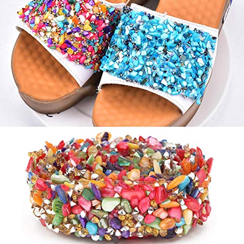 39,4 Zoll bunte Steinbesatz flacher Strass Stoff Band Eisen auf Patch Künstlicher Edelstein Perlen Eisen auf Applique Kettenverzierung Nähen für DIY Handwerk(2cm mehrfarbiges Steinband) von Garosa