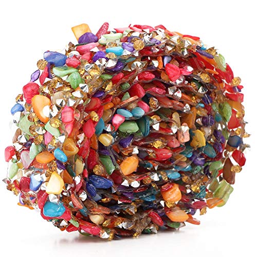 39,4 Zoll bunte Steinbesatz flacher Stoff Band Eisen auf Patch Künstlicher Edelstein Perlen Eisen auf Applique Kettenverzierung Nähen für DIY Handwerk(3,5 cm mehrfarbiges von Garosa