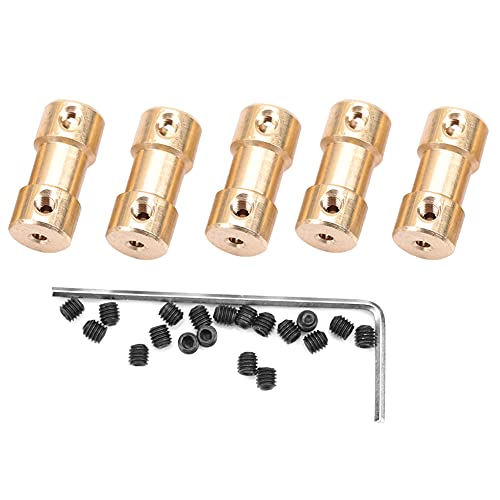 5 Stück Motor Kupfer Wellenkupplung Kupplungsverbinder Hülse Transfergelenkadapter Vernickeltes Eisen für Modellschiffe Roboter(3mm-4mm) von Garosa
