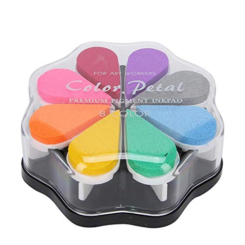 8 Farben Stempelkissen Bunt, Stempelkissen Kinder Fingerstempel Craft Ink Pad Stempelkissen für Art Schedule Book Scrapbook(#1) von Garosa