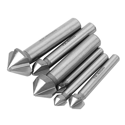90 Grad HSS Chamfer Cutter, 6pcs Countersink Bohrbohrbit, Hochgeschwindigkeits -Stahl -Endmühlenschneider mit 3 -kantigem Messer für Holz, Metall, Kunststoff mit 6 Verschiedenen Größenoptionen, Marke von Garosa