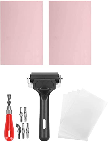 Blockdruck Starter Tool Kit mit Linoleum Schneidwerkzeug, Transparentpapier, Gummiblock, Brayer Roller für DIY Stamp Carving Craft Blockdruck Starter Tool Kit mit Linoleum Schneidwerkzeug, Transparentpapier, Gummiblock, Brayer Roller für DIY Stamp Carving Craft von Garosa