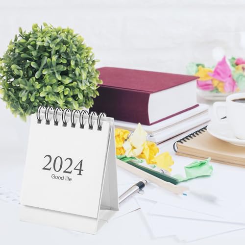 Double Draht Coil Desktop Daily Planer Mini -Schreibtischkalender, Kompakter Schreibtischkalender August 2023 - Dezember 2024, Einfache Navigation, Einzigartiges Design, Planung mit Robustem Papier von Garosa