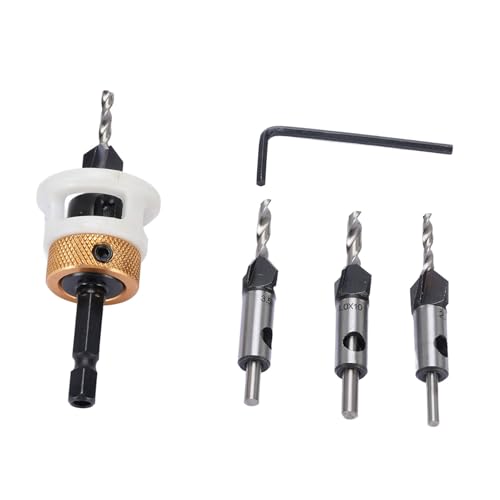Einstellbarer Countersink -Bohrer -Bit 4PCS für Holz, mit Aufbewahrungskoffer, 90 ° 10 Mm Countersink für Handbohrer von Garosa