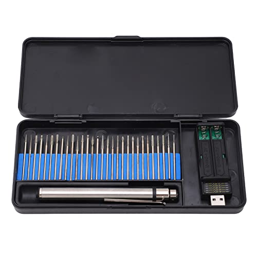 Garosa Elektrischer Gravierstift, Wiederaufladbarer USB-Mini-Mikro-Profi-Gravierer, 3-Gang-5-V-Akku-Drehwerkzeug für Schmuck, Holz, Metall, Glas, Stein, Kunststoff von Garosa