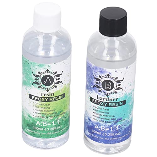 Epoxidharz Crystal Clear Kit 1: 1 SelbstentschäUmende, Hochtransparente, Umweltfreundliche Epoxidharzbeschichtung (A-Kleber 100 Ml + B-Kleber 100 Ml) FüR Handwerklichen von Garosa
