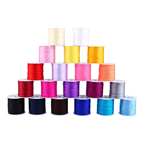 20 Farben 100 m x 0,8 mm Rattail Satin Nylon Baumwollschnur Wachsband Trim Kordel Chinesischer Knoten für Halskette Armband Aufreihmaterialien von Garosa