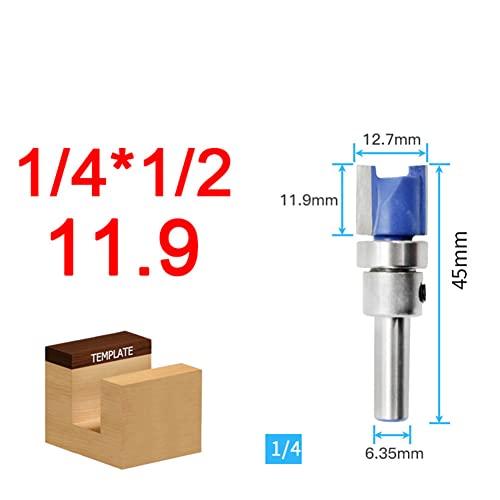 Garosa 1/4 Lager Bündel Trim Router Bit für Holzbearbeitungsprojekte, Carbid -Fräser -Cutter Werkzeug (1/4*1/2*11.9) von Garosa