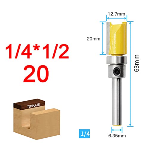 Garosa 1/4 Lager Bündel Trim Router Bit für Holzbearbeitungsprojekte, Carbid -Fräser -Cutter Werkzeug (1/4*1/2*20) von Garosa