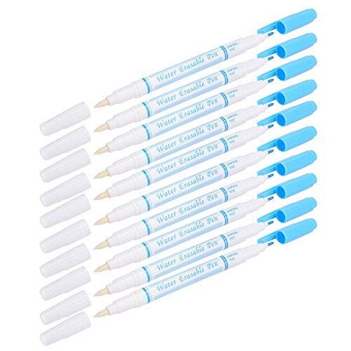 Garosa 10 Stück Doppelkopf verschwindende löschbare Tinte Stoffmarkierungsstift Verschwindende Luft löschbare Tinte Makring Stift zum Nähen von Stoffwerkzeugen (Blau) von Garosa